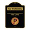Signmission No Parking-Fire Lane W/ No Parking, Black & Gold Aluminum Sign, 18" x 24", BG-1824-23810 A-DES-BG-1824-23810 - alternate 1
